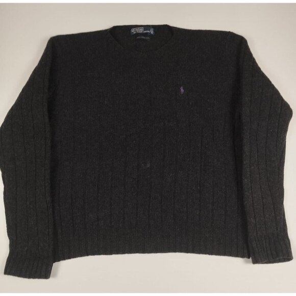 Polo Ralph Lauren Other - Vintage Polo Ralph Lauren Men M Grey Lambswool Sweater Purple Pony 90s